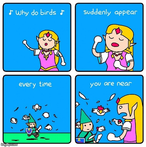 Link and the Chickens | image tagged in comics | made w/ Imgflip meme maker