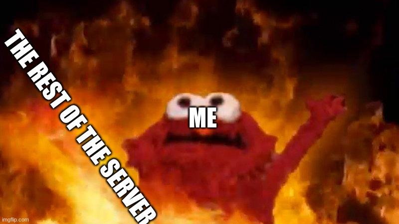 evil elmo | ME THE REST OF THE SERVER | image tagged in evil elmo | made w/ Imgflip meme maker