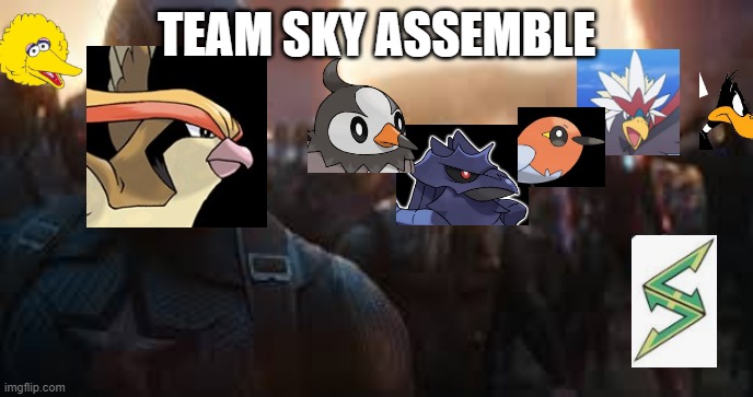 Team Sky assemble | TEAM SKY ASSEMBLE | image tagged in avengers assemble,NintendoMemes | made w/ Imgflip meme maker