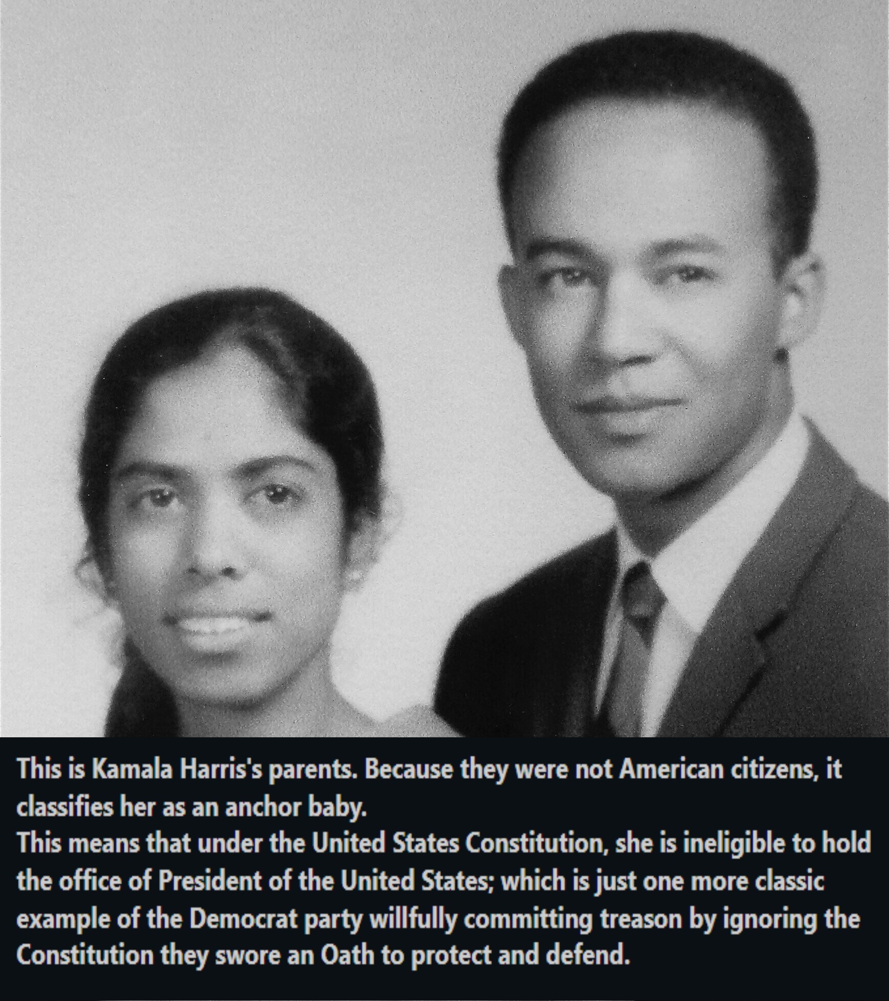 Meet Kamala Harris's Parents | image tagged in kamala harris,anchor baby,democrat corruption,democrat party,treason,oath of office | made w/ Imgflip meme maker
