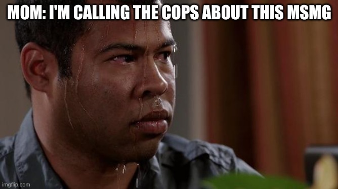 *cocks gun* sorry mother, but there can be no witnesses | MOM: I'M CALLING THE COPS ABOUT THIS MSMG | image tagged in sweating bullets | made w/ Imgflip meme maker