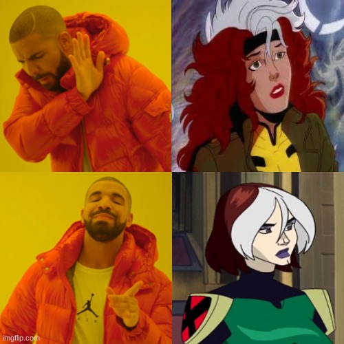 Emo Rogue=Best Rogue | image tagged in memes,drake hotline bling,xmen | made w/ Imgflip meme maker