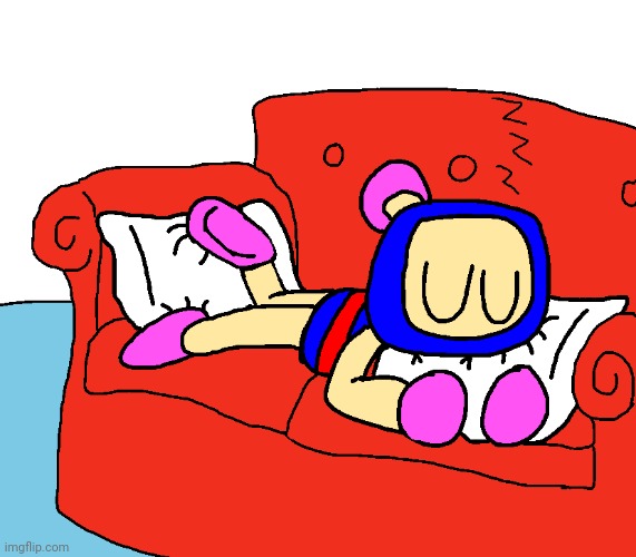 Sleepy Blue Bomber (Art by BomberTim) | image tagged in fanart,bomberman,art,sleeping,cute | made w/ Imgflip meme maker