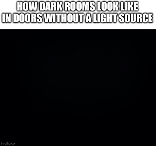 Black background | HOW DARK ROOMS LOOK LIKE IN DOORS WITHOUT A LIGHT SOURCE | image tagged in black background,doors,memes | made w/ Imgflip meme maker