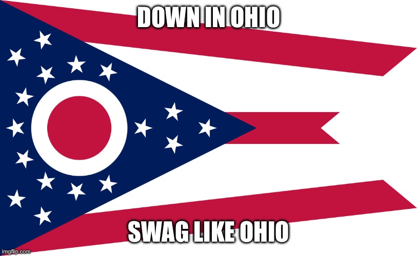 ohio flag | DOWN IN OHIO SWAG LIKE OHIO | image tagged in ohio flag | made w/ Imgflip meme maker