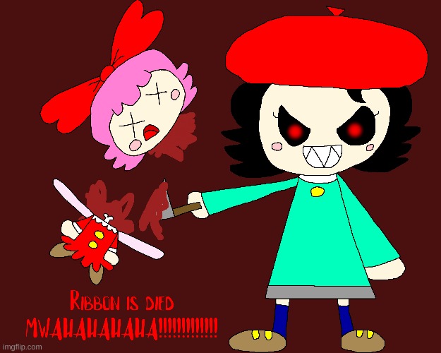 Adeleine is Possessed (Death to Ribbon) | image tagged in kirby,gore,blood,funny,fanart,creepypasta | made w/ Imgflip meme maker