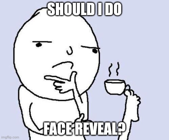 Idk maybe at least 20 ups or some comments | SHOULD I DO; FACE REVEAL? | image tagged in thinking meme | made w/ Imgflip meme maker