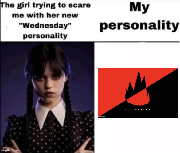 The girl trying to scare me with her new Wednesday personality | image tagged in the girl trying to scare me with her new wednesday personality | made w/ Imgflip meme maker