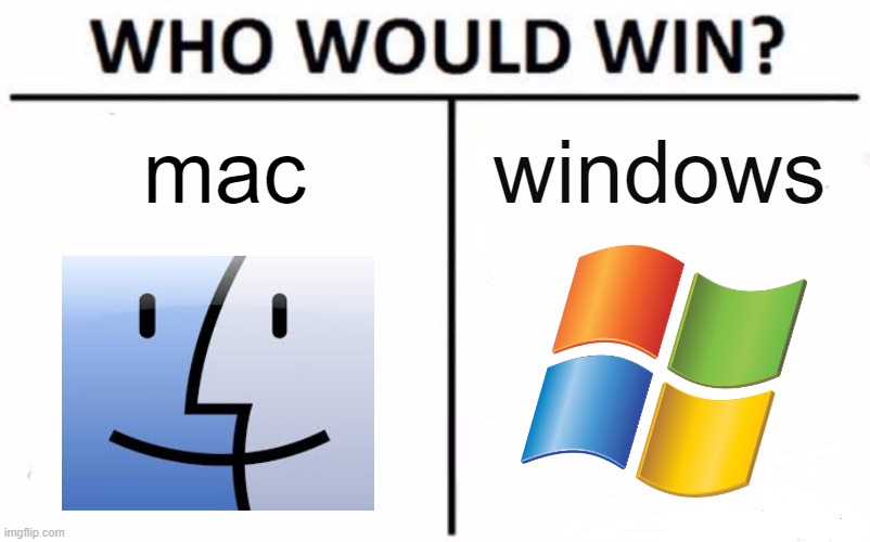 Who Would Win? Meme | mac; windows | image tagged in memes,who would win | made w/ Imgflip meme maker