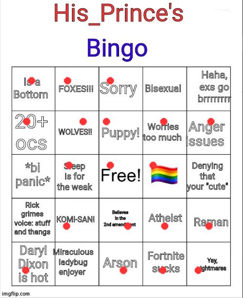ARSON!!!! | image tagged in his_prince's bingo | made w/ Imgflip meme maker