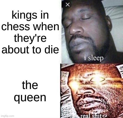 seriously, the queen is the best piece. | kings in chess when they're about to die; the queen | image tagged in i sleep real shit,memes | made w/ Imgflip meme maker