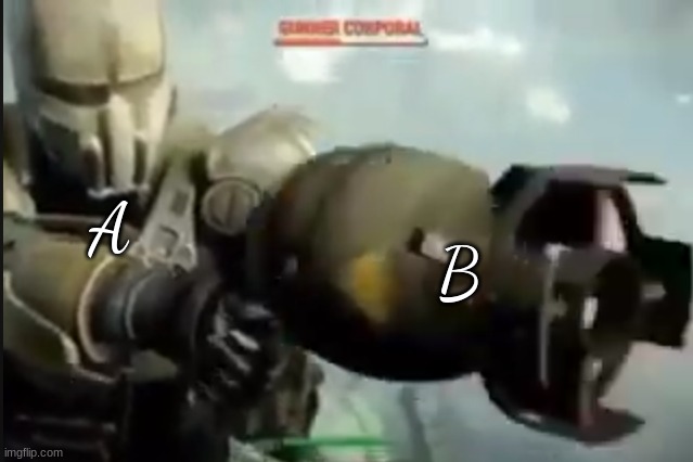 New template! | A; B | image tagged in fallout nuke meme | made w/ Imgflip meme maker