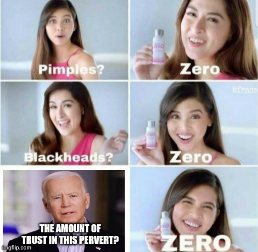 Pimples, Zero! | THE AMOUNT OF TRUST IN THIS PERVERT? | image tagged in pimples zero | made w/ Imgflip meme maker