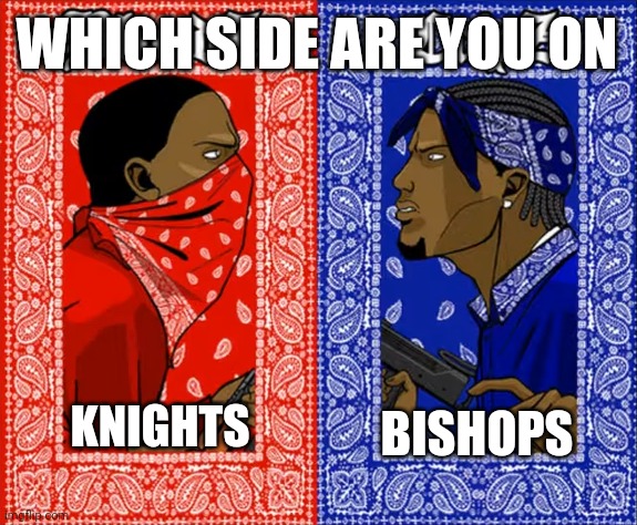 I want to see how many people are with me | WHICH SIDE ARE YOU ON; KNIGHTS; BISHOPS | image tagged in which side are you on | made w/ Imgflip meme maker