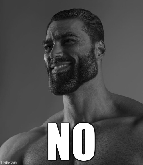 Giga Chad | NO | image tagged in giga chad | made w/ Imgflip meme maker