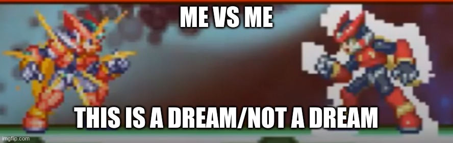 Zero vs. Omega | ME VS ME THIS IS A DREAM/NOT A DREAM | image tagged in zero vs omega | made w/ Imgflip meme maker