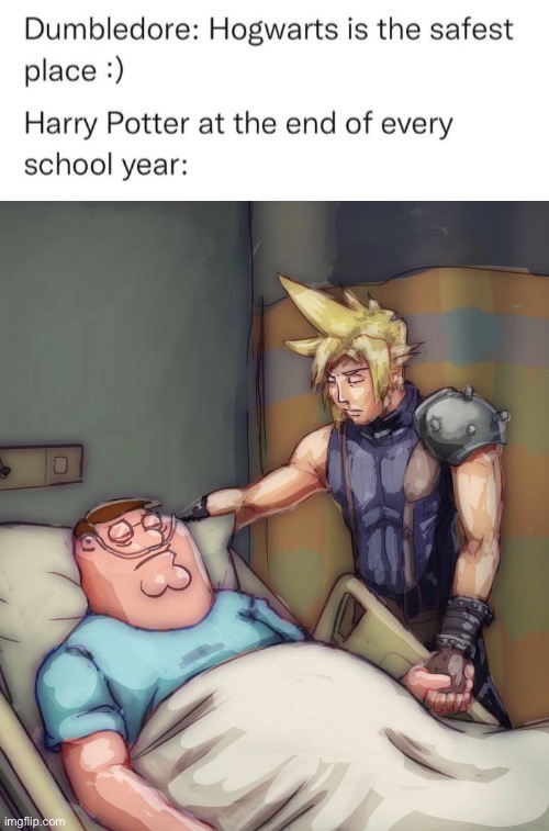 image tagged in cloud strife comforts peter griffin hospital | made w/ Imgflip meme maker