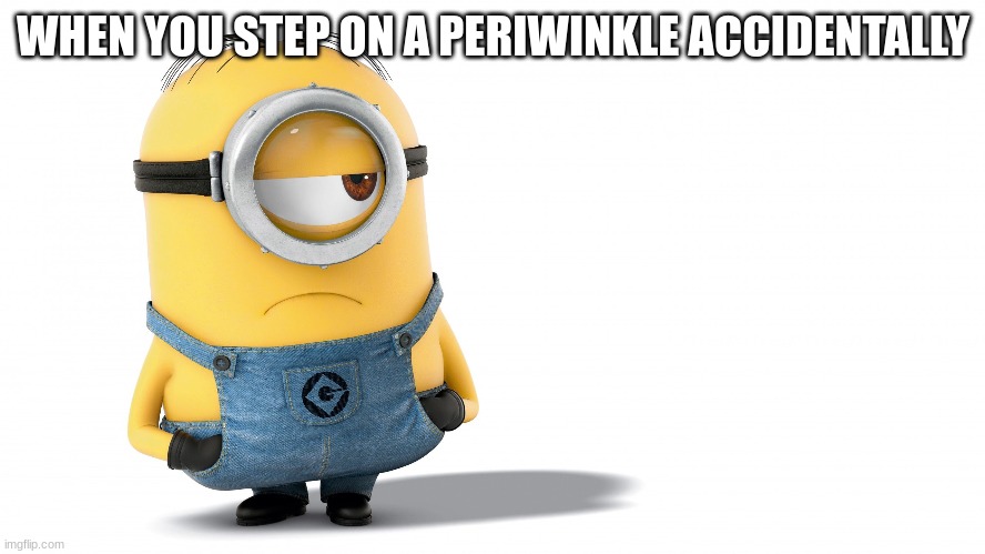 Cringy Meme | WHEN YOU STEP ON A PERIWINKLE ACCIDENTALLY | image tagged in funny | made w/ Imgflip meme maker