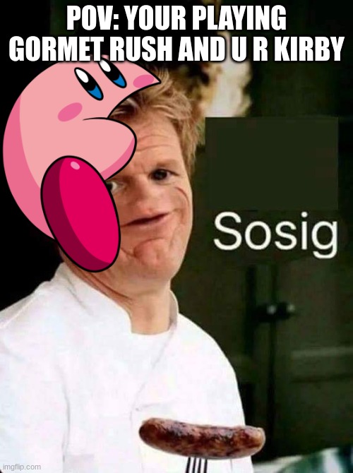 ... | POV: YOUR PLAYING GORMET RUSH AND U R KIRBY | image tagged in sosig | made w/ Imgflip meme maker