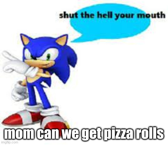 Shut the hell your mouth | mom can we get pizza rolls | image tagged in shut the hell your mouth | made w/ Imgflip meme maker