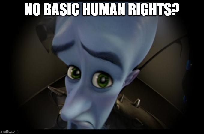 No B****es? | NO BASIC HUMAN RIGHTS? | image tagged in no b es | made w/ Imgflip meme maker