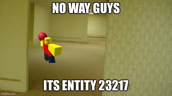 The Backrooms | NO WAY GUYS; ITS ENTITY 23217 | image tagged in the backrooms | made w/ Imgflip meme maker