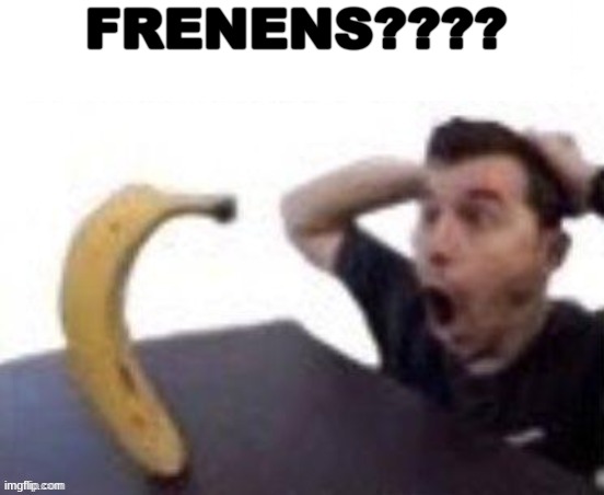 banbana??!!!???!! | FRENENS???? | image tagged in banbana | made w/ Imgflip meme maker