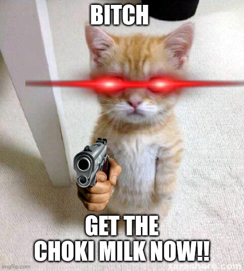 Cute Cat | BITCH; GET THE CHOKI MILK NOW!! | image tagged in memes,cute cat | made w/ Imgflip meme maker