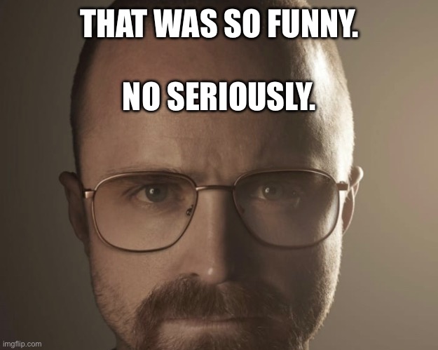 THAT WAS SO FUNNY.
 
NO SERIOUSLY. | made w/ Imgflip meme maker