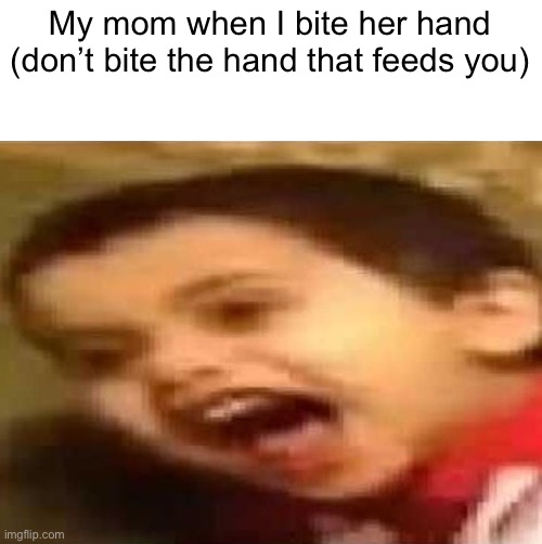 Screaming Kid | My mom when I bite her hand (don’t bite the hand that feeds you) | image tagged in screaming kid | made w/ Imgflip meme maker
