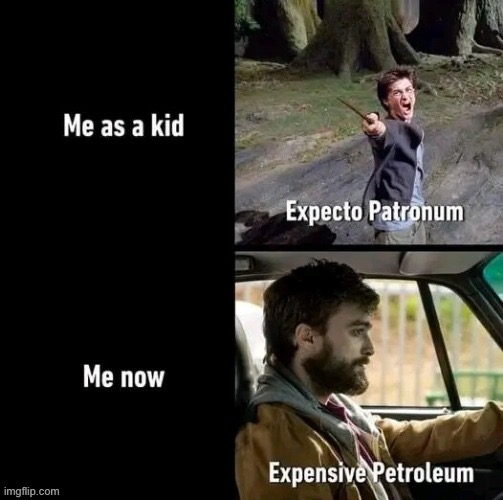 When gas prices are high | image tagged in gas,petroleum,harry potter,too damn high | made w/ Imgflip meme maker