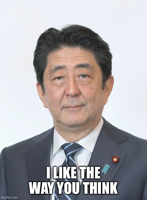 Shinzo Abe | I LIKE THE WAY YOU THINK | image tagged in shinzo abe | made w/ Imgflip meme maker