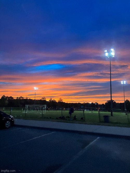 Sunset at my soccer fields | image tagged in sunset,soccer field,shareyourownphotos | made w/ Imgflip meme maker