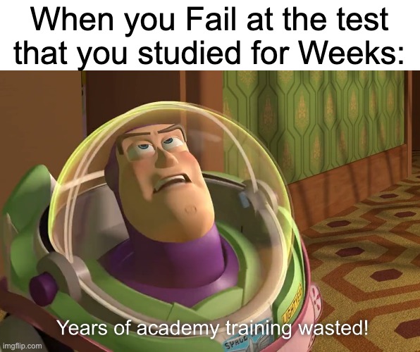Oh great! Now i'm gonna get Punished! | When you Fail at the test that you studied for Weeks: | image tagged in years of academy training wasted,school,test,memes,funny,relatable memes | made w/ Imgflip meme maker