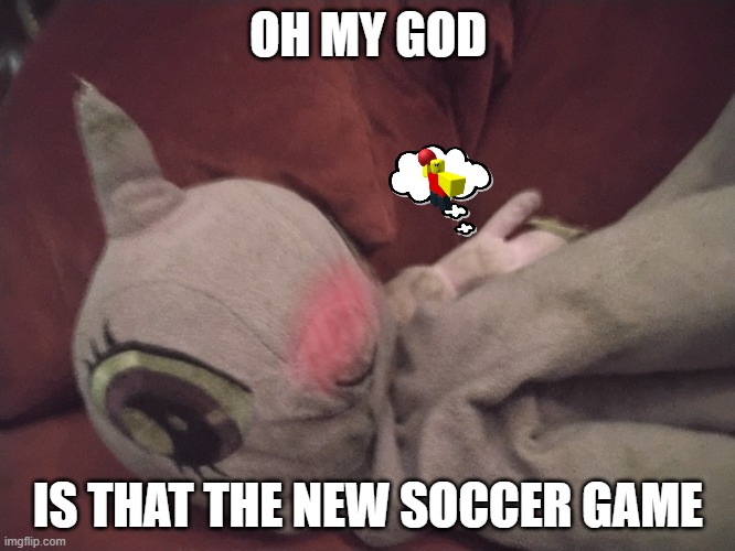 soccer meme | OH MY GOD; IS THAT THE NEW SOCCER GAME | image tagged in twilight cuddle pillow 17 inch meme | made w/ Imgflip meme maker