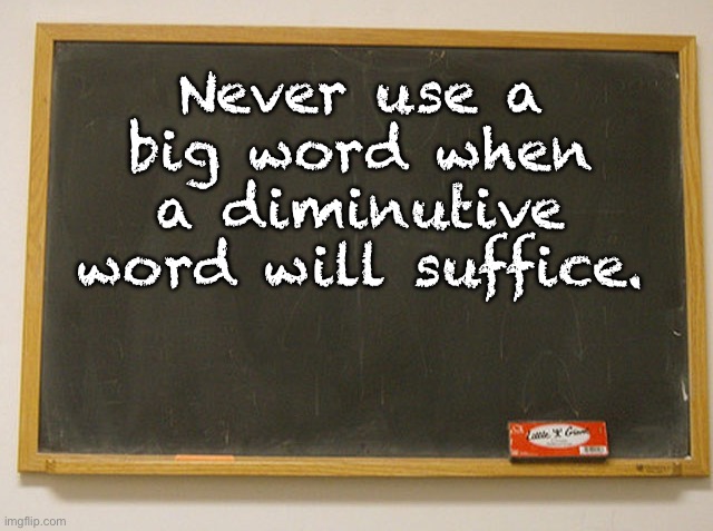 BIg Words | Never use a big word when a diminutive word will suffice. | image tagged in blank slate | made w/ Imgflip meme maker