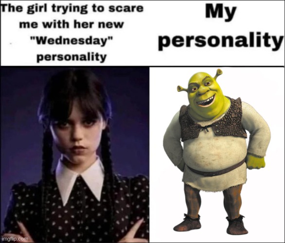 shrek | image tagged in the girl trying to scare me with her new wednesday personality | made w/ Imgflip meme maker