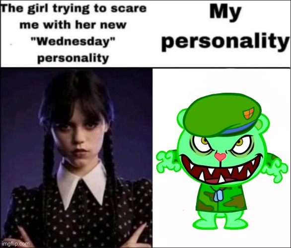 Trend lol | image tagged in the girl trying to scare me with her new wednesday personality | made w/ Imgflip meme maker