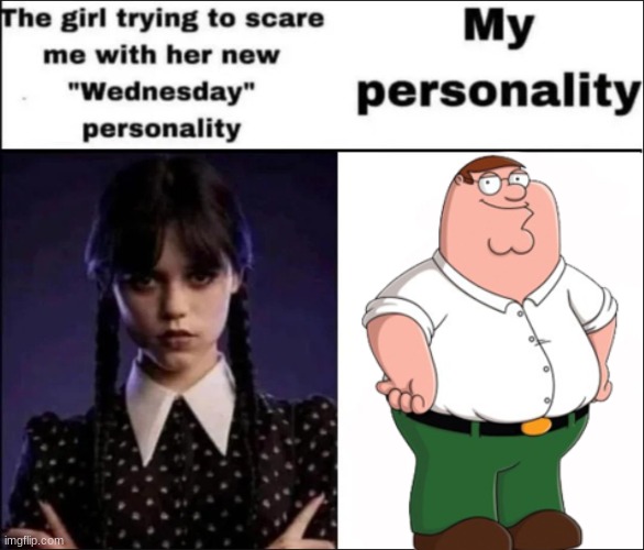 The girl trying to scare me with her new Wednesday personality | image tagged in the girl trying to scare me with her new wednesday personality | made w/ Imgflip meme maker