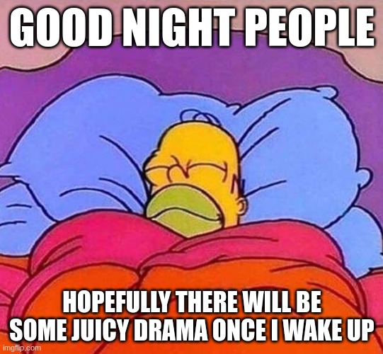 i need drama | GOOD NIGHT PEOPLE; HOPEFULLY THERE WILL BE SOME JUICY DRAMA ONCE I WAKE UP | image tagged in homer simpson sleeping peacefully | made w/ Imgflip meme maker