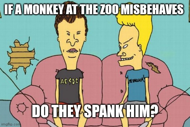 Monkey spank | IF A MONKEY AT THE ZOO MISBEHAVES; DO THEY SPANK HIM? | image tagged in funny memes | made w/ Imgflip meme maker
