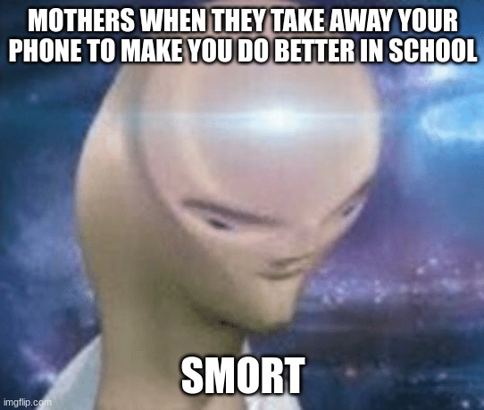 SMORT | MOTHERS WHEN THEY TAKE AWAY YOUR PHONE TO MAKE YOU DO BETTER IN SCHOOL; SMORT | image tagged in smort | made w/ Imgflip meme maker