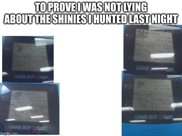 TO PROVE I WAS NOT LYING ABOUT THE SHINIES I HUNTED LAST NIGHT | made w/ Imgflip meme maker