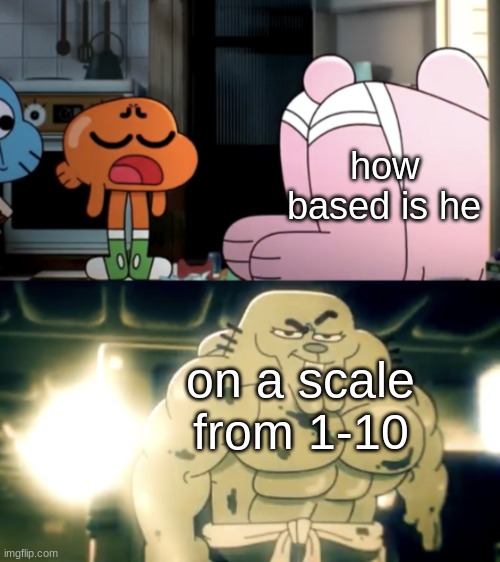 Richard Watterson Glow Up | how based is he; on a scale from 1-10 | image tagged in richard watterson glow up | made w/ Imgflip meme maker