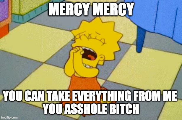 MERCY MERCY; YOU CAN TAKE EVERYTHING FROM ME 
YOU ASSHOLE BITCH | made w/ Imgflip meme maker