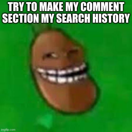 troll coffee bean | TRY TO MAKE MY COMMENT SECTION MY SEARCH HISTORY | image tagged in troll coffee bean | made w/ Imgflip meme maker