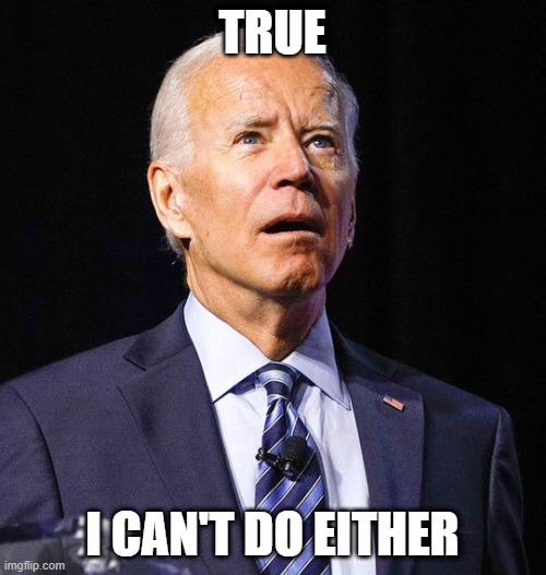 Joe Biden | TRUE I CAN'T DO EITHER | image tagged in joe biden | made w/ Imgflip meme maker