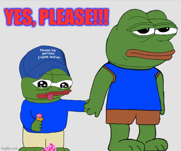 Pepe holding autist Apu's hand | YES, PLEASE!!! | image tagged in pepe holding autist apu's hand | made w/ Imgflip meme maker