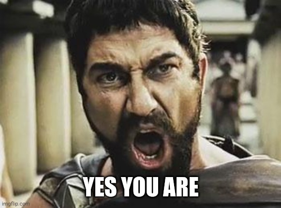 This is Sparta | YES YOU ARE | image tagged in this is sparta | made w/ Imgflip meme maker