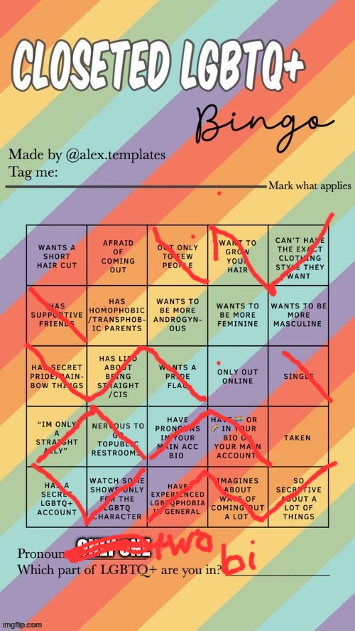 thats meee | ONLY ONE | image tagged in closeted lgbtq bingo | made w/ Imgflip meme maker